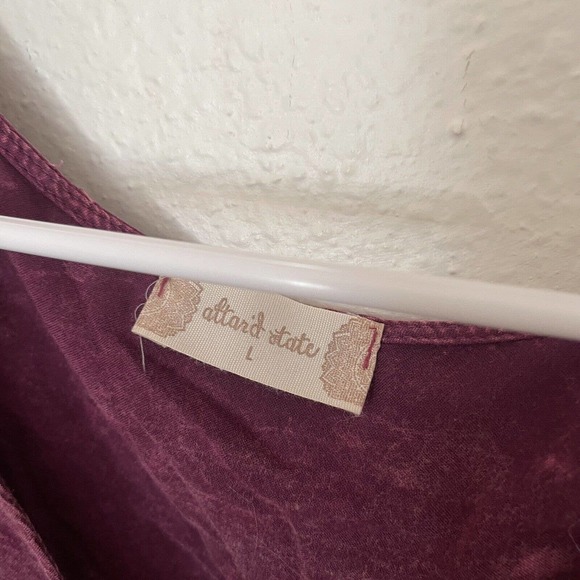 Altar’d State Purple Flowy Blouse Size L Bohemian Summer Beach Boho Long Sleeve - Picture 3 of 6